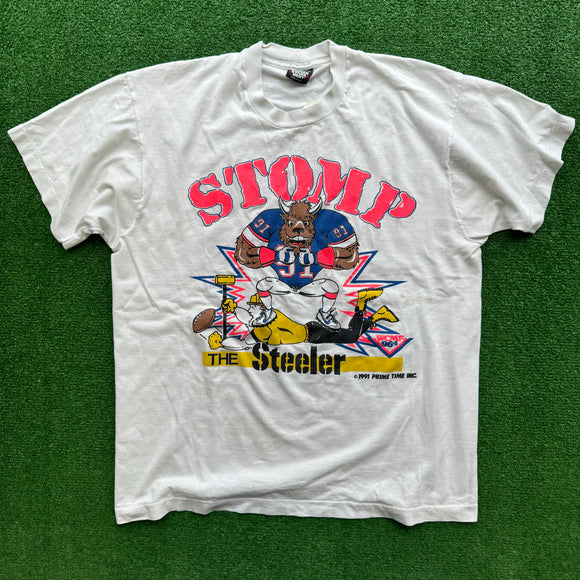 Vintage Buffalo Bills Stomp the Steelers Tee Size L