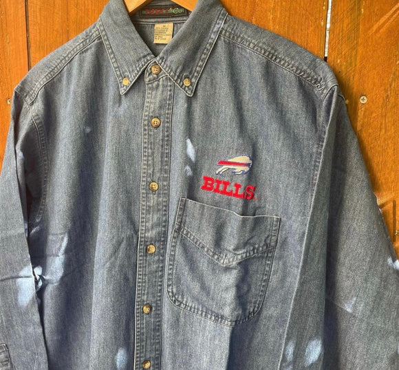 Vintage Buffalo Bills Denim Shirt Size L