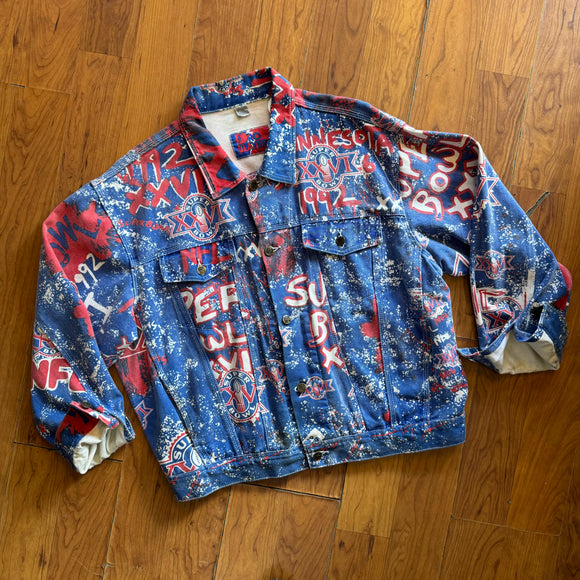 Vintage Buffalo Bills Super Bowl Jean Jacket Size XL