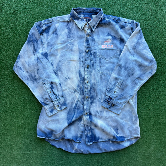 Vintage Buffalo Bills Denim Bleached Shirt Size XL