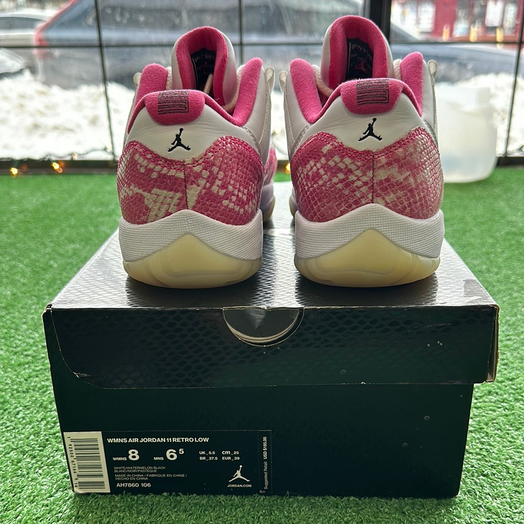 Jordan 11 low pink snake on sale