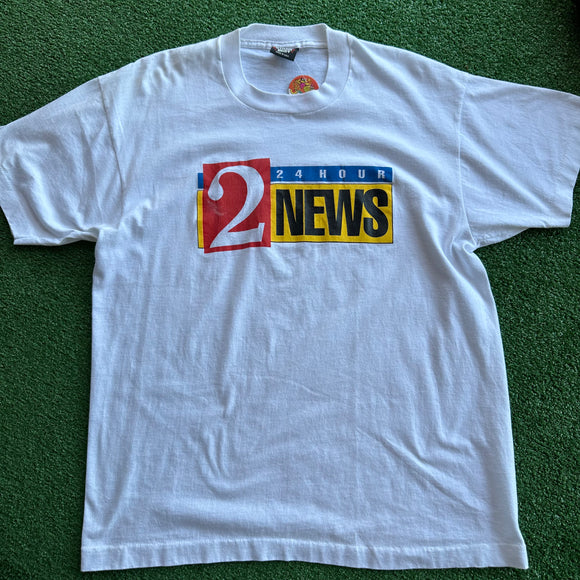 Vintage Channel 2 24 Hour News Tee Size L